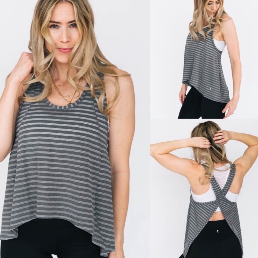 ZYIA Nimbus Tank Top Gray Crisscross Size XL